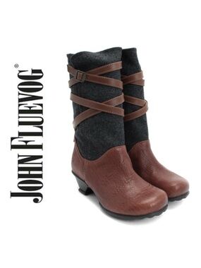 John Fluevog Hopes Reverie Leather & Felt Boots | Vintage Unique Artisan Design